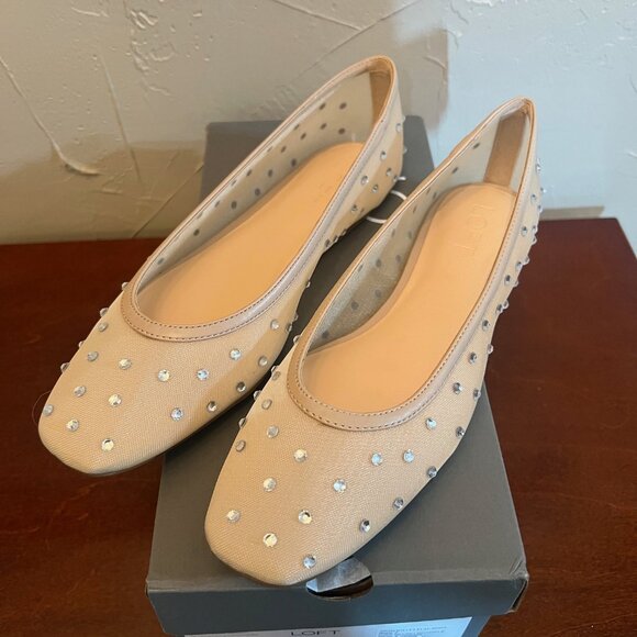 NEW Women's Loft Sparkle Rhinestone Mesh Ballet Flats in Blush Sparkle - Size 7 - Picture 2 of 8